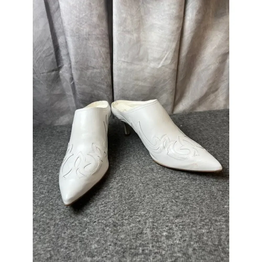 Matisse Marcell Mule Western Tooled Inlay Pointed Toe Women's Heel Size 9M White